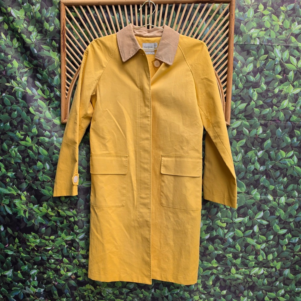 Isaac Mizrahi Target 20th Anniversary Yellow Trench Coat Corduroy Collar Medium